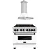 ZLINE Autograph Edition 36 In. Kitchen Package With Stainless Steel Dual Fuel Range With White Matte Door And Range Hood With Matte Black Accents (2AKP-RAWMRH36-MB)(Zline Autograph Edition 36 Kitchen Package Stainless Steel White Matte Matte Black 2akp Rawmrh36 Mb)