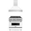 ZLINE 36 In. Kitchen Package With Satin Stainless Steel Dual Fuel Range With White Matte Door And Convertible Vent Range Hood(Zline 36 Kitchen Package Satin Stainless Steel White Matte 2kp Raswmrh36)