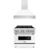 ZLINE 36 In. Kitchen Package With Stainless Steel Dual Fuel Range With White Matte Door And Convertible Vent Range Hood (2KP-RAWMRH36)(Zline 36 Kitchen Package Stainless Steel White Matte 2kp Rawmrh36)