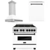 ZLINE Autograph Edition 36 In. Kitchen Package With Stainless Steel Dual Fuel Range With White Matte Door, Range Hood And Dishwasher With Matte Black Accents (3AKP-RAWMRHDWM36-MB)(Zline Autograph Edition 36 Kitchen Package Stainless Steel White Matte Matte Black 3akp Rawmrhdwm36 Mb)