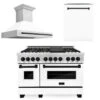 ZLINE Autograph Edition 48 In. Kitchen Package With Stainless Steel Dual Fuel Range With White Matte Door, Range Hood And Dishwasher With Matte Black Accents (3AKP-RAWMRHDWM48-MB)(Zline Autograph Edition 48 Kitchen Package Stainless Steel White Matte Matte Black 3akp Rawmrhdwm48 Mb)