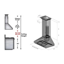 ZLINE 36 In. Professional Convertible Vent Wall Mount Range Hood In Stainless Steel With Crown Molding (587CRN-36)(Zline 36 Professional Wall Mount Range Hood Stainless Steel Crown Molding 587crn 36) -Induction Cooktop Store 587 30 36 42 48 spec dimensional diagram chimney height 9403d911 5be6 4e28 bdac f6c0aee50974