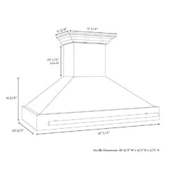 ZLINE Autograph Edition 48 In. Satin Stainless Steel Wall Mount Range Hood With White Matte Shell And Polished Gold Handle (8654SNZ-WM48-G)(Zline Autograph Edition 48 Wall Mount Range Hood Satin Stainless Steel White Matte Polished Gold 8654snz Wm48 G) -Induction Cooktop Store 8654SNZ WM 48 G Line Dimensional 84eb401c 58c6 4dbb 8e08 d6b34f89c862