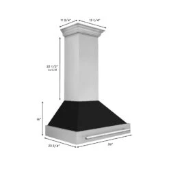 ZLINE 36 In. Stainless Steel Range Hood With Black Matte Shell And Stainless Steel Handle (8654STX-BLM-36)(Zline 36 Wall Mount Range Hood Stainless Steel Black Matte 8654stx Blm 36) 9 ZLINE 36 In. Stainless Steel Range Hood With Black Matte Shell And Stainless Steel Handle (8654STX-BLM-36)(Zline 36 Wall Mount Range Hood Stainless Steel Black Matte 8654stx Blm 36) -Induction Cooktop Store 8654STX BLM 36 Dimensional