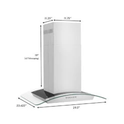 ZLINE 30 In. Alpine Series Convertible Island Mount Range Hood In Stainless Steel And Glass (ALP70IS-30)(Zline 30 Alpine Island Mount Range Hood Stainless Steel Alp70is 30) 23 ZLINE 30 In. Alpine Series Convertible Island Mount Range Hood In Stainless Steel And Glass (ALP70IS-30)(Zline 30 Alpine Island Mount Range Hood Stainless Steel Alp70is 30) -Induction Cooktop Store ALP70IS 30 Dimensional