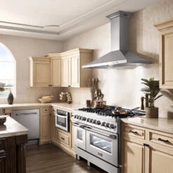 ZLINE 36 In. CrownSound™ Ducted Vent Wall Mount Range Hood In Stainless Steel With Built-in Bluetooth Speakers (KBCRN-BT-36)(Zline 36 Wall Mount Range Hood Stainless Steel Crownsound Kbcrn Bt 36) -Induction Cooktop Store DW 304 H 24 MWD 1 RAS SN 48 KB 36