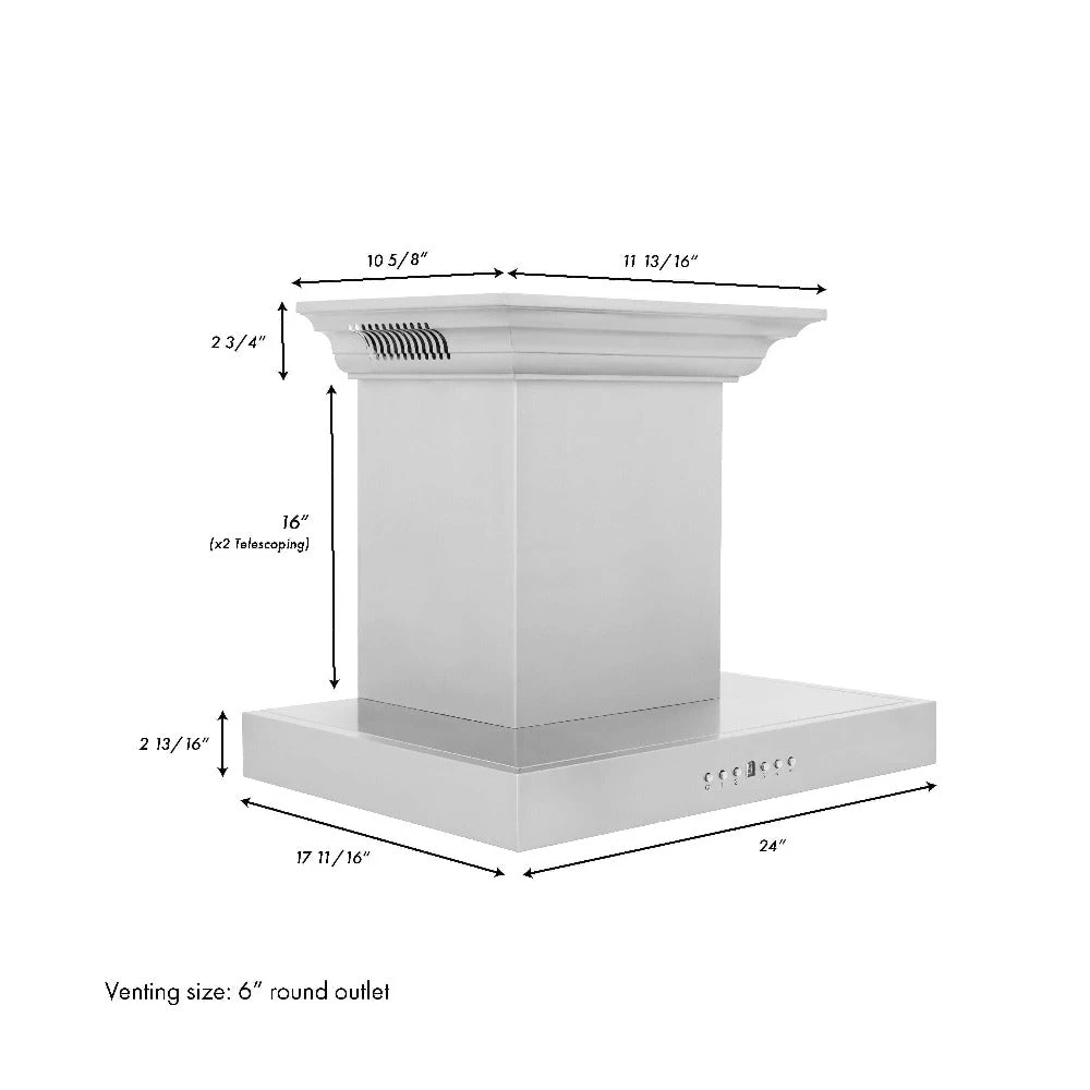 ZLINE 24 In. CrownSound™ Ducted Vent Wall Mount Range Hood In Stainless Steel With Built-in Bluetooth Speakers (KECRN-BT-24)(Zline 24 Wall Mount Range Hood Stainless Steel Crownsound Kecrn Bt 24) 11 ZLINE 24 In. CrownSound™ Ducted Vent Wall Mount Range Hood In Stainless Steel With Built-in Bluetooth Speakers (KECRN-BT-24)(Zline 24 Wall Mount Range Hood Stainless Steel Crownsound Kecrn Bt 24) - Image 11