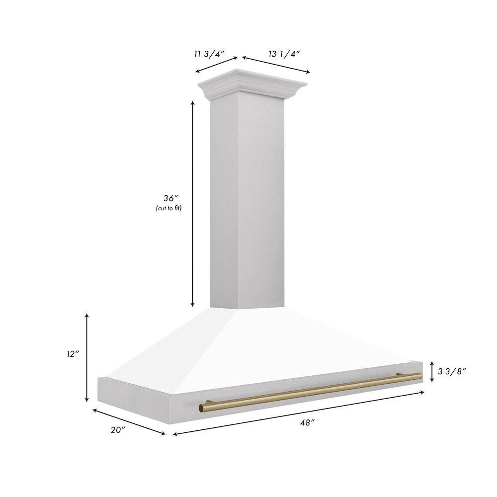 ZLINE Autograph Edition 48 In. Convertible Satin Stainless Steel Wall Mount Range Hood With White Matte Shell And Champagne Bronze Handle (KB4SNZ-WM48-CB)(Zline Autograph Edition 48 Wall Mount Range Hood Satin Stainless Steel White Matte Champagne Bronze Kb4snz Wm48 Cb) 7 ZLINE Autograph Edition 48 In. Convertible Satin Stainless Steel Wall Mount Range Hood With White Matte Shell And Champagne Bronze Handle (KB4SNZ-WM48-CB)(Zline Autograph Edition 48 Wall Mount Range Hood Satin Stainless Steel White Matte Champagne Bronze Kb4snz Wm48 Cb) - Image 7