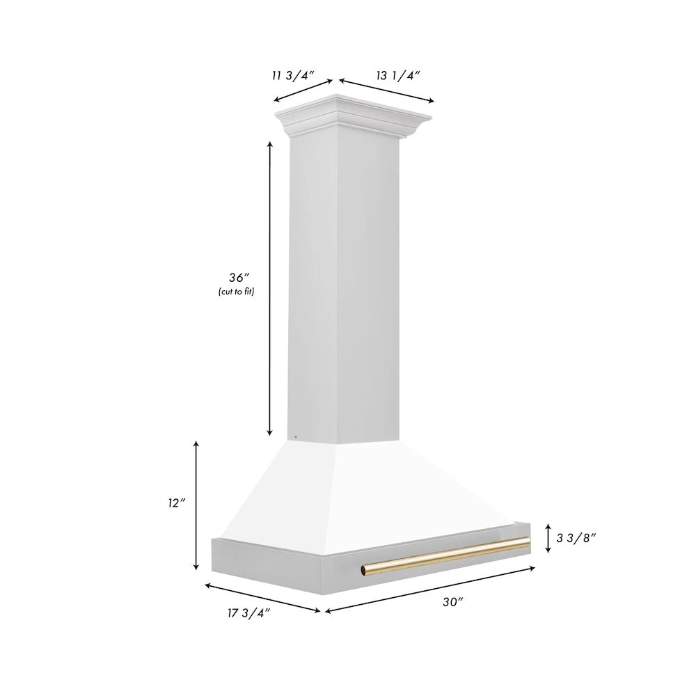 ZLINE Autograph Edition 30 In. Convertible Stainless Steel Range Hood With White Matte Shell And Polished Gold Accents (KB4STZ-WM30-G)(Zline Autograph Edition 30 Wall Mount Range Hood Stainless Steel White Matte Polished Gold Kb4stz Wm30 G) 7 ZLINE Autograph Edition 30 In. Convertible Stainless Steel Range Hood With White Matte Shell And Polished Gold Accents (KB4STZ-WM30-G)(Zline Autograph Edition 30 Wall Mount Range Hood Stainless Steel White Matte Polished Gold Kb4stz Wm30 G) - Image 7