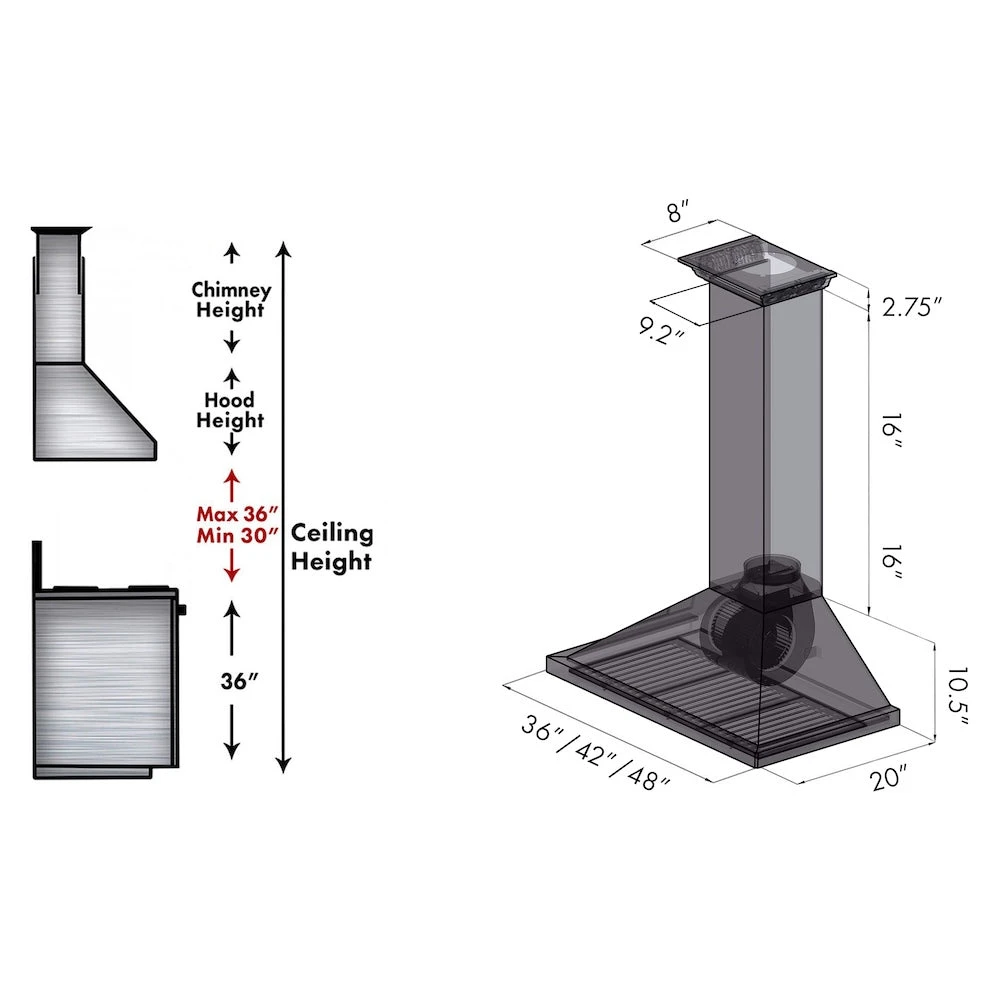 ZLINE 48 In. CrownSound™ Ducted Vent Wall Mount Range Hood In Stainless Steel With Built-in Bluetooth Speakers (KBCRN-BT-48)(Zline 48 Wall Mount Range Hood Stainless Steel Crownsound Kbcrn Bt 48) 13 ZLINE 48 In. CrownSound™ Ducted Vent Wall Mount Range Hood In Stainless Steel With Built-in Bluetooth Speakers (KBCRN-BT-48)(Zline 48 Wall Mount Range Hood Stainless Steel Crownsound Kbcrn Bt 48) - Image 13