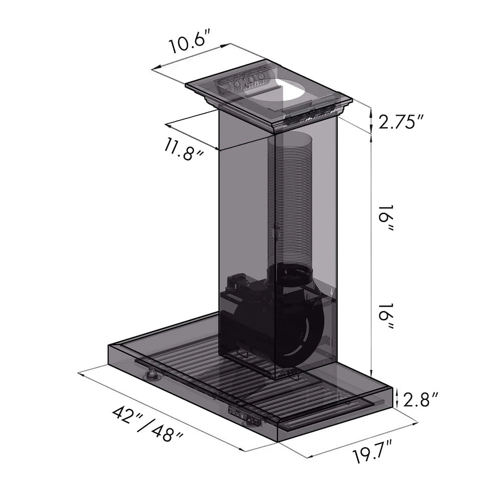 ZLINE 48 In. CrownSound™ Ducted Vent Wall Mount Range Hood In Stainless Steel With Built-in Bluetooth Speakers (KECRN-BT-48)(Zline 48 Wall Mount Range Hood Stainless Steel Crownsound Kecrn Bt 48) 12 ZLINE 48 In. CrownSound™ Ducted Vent Wall Mount Range Hood In Stainless Steel With Built-in Bluetooth Speakers (KECRN-BT-48)(Zline 48 Wall Mount Range Hood Stainless Steel Crownsound Kecrn Bt 48) - Image 12