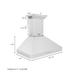 ZLINE 36 In. CrownSound™ Ducted Vent Wall Mount Range Hood In Stainless Steel With Built-in Bluetooth Speakers (KF2CRN-BT-36)(Zline 36 Wall Mount Range Hood Stainless Steel Crownsound Kf2crn Bt 36) -Induction Cooktop Store KF2CRN BT 36Dimensional 2d35ba30 285d 4b40 b7db 4bc23371f6b1