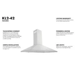 ZLINE 42 In. Convertible Vent Wall Mount Range Hood In Stainless Steel (KL2-42)(Zline 42 Wall Mount Range Hood Stainless Steel Kl2 42)