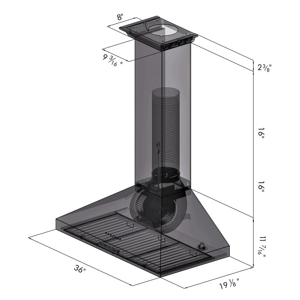 ZLINE 36 In. Convertible Vent Wall Mount Range Hood In Stainless Steel With Crown Molding (KL3CRN-36)(Zline 36 Wall Mount Range Hood Stainless Steel Crown Molding Kl3crn 36) 14 ZLINE 36 In. Convertible Vent Wall Mount Range Hood In Stainless Steel With Crown Molding (KL3CRN-36)(Zline 36 Wall Mount Range Hood Stainless Steel Crown Molding Kl3crn 36) - Image 14