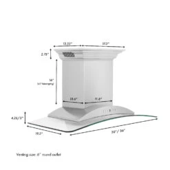 ZLINE 36 In. CrownSound™ Ducted Vent Wall Mount Range Hood In Stainless Steel And Glass With Built-in Bluetooth Speakers (KNCRN-BT-36)(Zline 36 Wall Mount Range Hood Stainless Steel Crownsound Kncrn Bt 36) 7 ZLINE 36 In. CrownSound™ Ducted Vent Wall Mount Range Hood In Stainless Steel And Glass With Built-in Bluetooth Speakers (KNCRN-BT-36)(Zline 36 Wall Mount Range Hood Stainless Steel Crownsound Kncrn Bt 36) -Induction Cooktop Store KNCRN 36 Dimensional af3eee40 6218 4fb2 9bd6 74c00e41cfd9