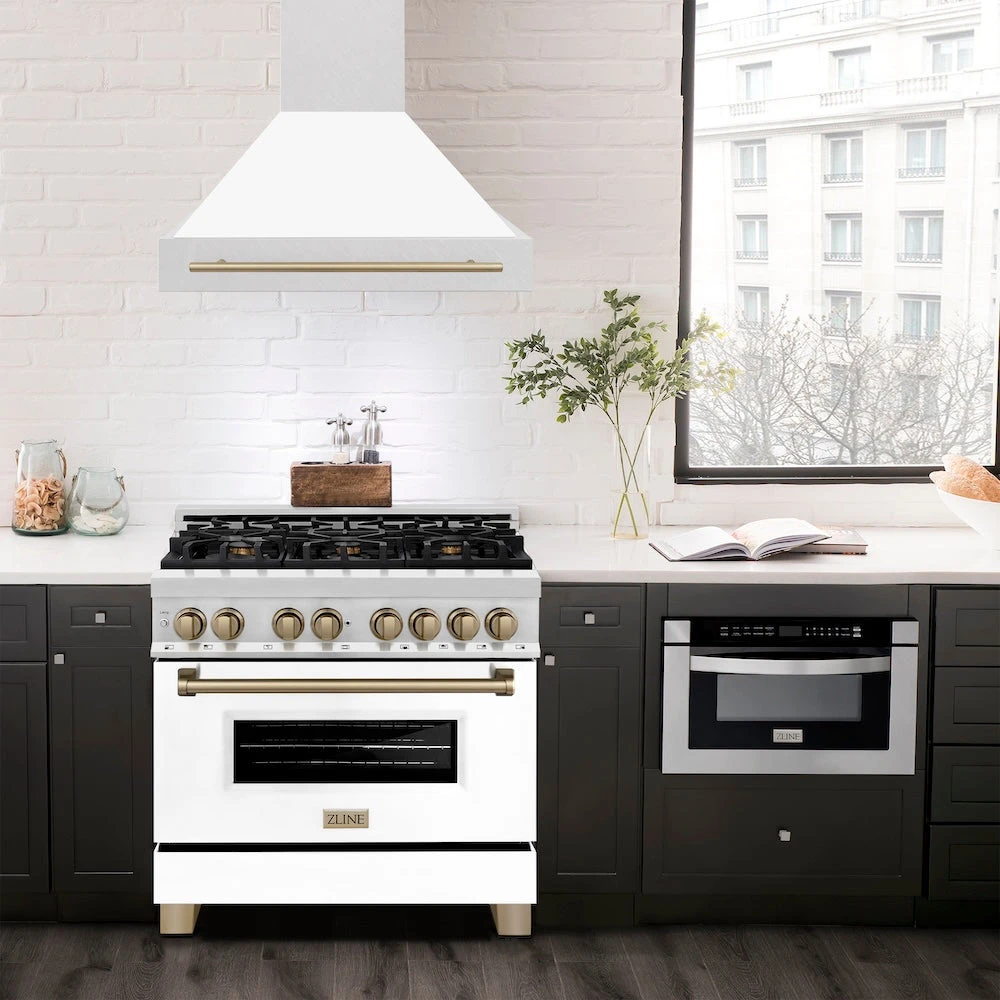 ZLINE Autograph Edition 36 In. Satin Stainless Steel Wall Mount Range Hood With White Matte Shell And Champagne Bronze Handle (8654SNZ-WM36-CB)(Zline Autograph Edition 36 Wall Mount Range Hood Satin Stainless Steel White Matte Champagne Bronze 8654snz Wm36 Cb) 2 ZLINE Autograph Edition 36 In. Satin Stainless Steel Wall Mount Range Hood With White Matte Shell And Champagne Bronze Handle (8654SNZ-WM36-CB)(Zline Autograph Edition 36 Wall Mount Range Hood Satin Stainless Steel White Matte Champagne Bronze 8654snz Wm36 Cb) - Image 2