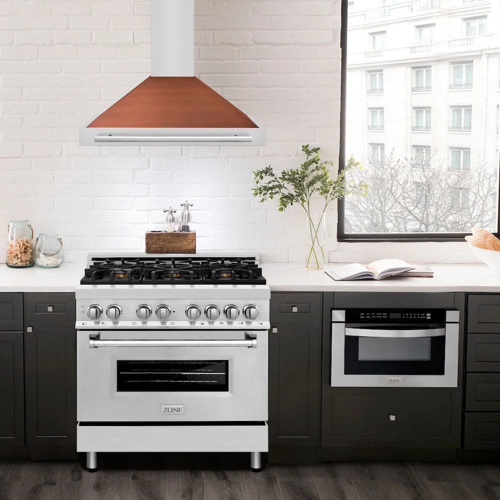 ZLINE 36 In. Convertible Stainless Steel Range Hood With Copper Shell And Stainless Steel Handle (KB4STX-C-36)(Zline 36 Wall Mount Range Hood Stainless Steel Copper Kb4stx C 36) 2 ZLINE 36 In. Convertible Stainless Steel Range Hood With Copper Shell And Stainless Steel Handle (KB4STX-C-36)(Zline 36 Wall Mount Range Hood Stainless Steel Copper Kb4stx C 36) - Image 2