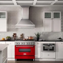 ZLINE 36 In. 4.6 Cu. Ft. Legacy Dual Fuel Range With 6 Burner Gas Cooktop And Electric Convection Oven In Stainless Steel And Red Matte Door (RA-RM-36)(Zline 36 Legacy Dual Fuel Range Stainless Steel Red Matte Ra Rm 36) -Induction Cooktop Store RA RM 36 LifestyleKitchen2 174bcb44 b750 4fff 8c6f 7f37f6be836a