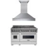 ZLINE 48 In. Kitchen Package With Satin Stainless Steel Dual Fuel Range With White Matte Door And Convertible Vent Range Hood(Zline 48 Kitchen Package Satin Stainless Steel White Matte 2kp Raswmrh48)