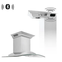 ZLINE 36 In. CrownSound™ Ducted Vent Wall Mount Range Hood In Stainless Steel And Glass With Built-in Bluetooth Speakers (KNCRN-BT-36)(Zline 36 Wall Mount Range Hood Stainless Steel Crownsound Kncrn Bt 36)