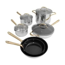 ZLINE 10-Piece Non-Toxic Stainless Steel With 3-Piece Nonstick Ceramic Cookware Set (CWSETL-NS-10)(Zline 10 Piece Cookware Set Stainless Steel Non Toxic Non Stick Ceramic Cwsetl Ns 10)