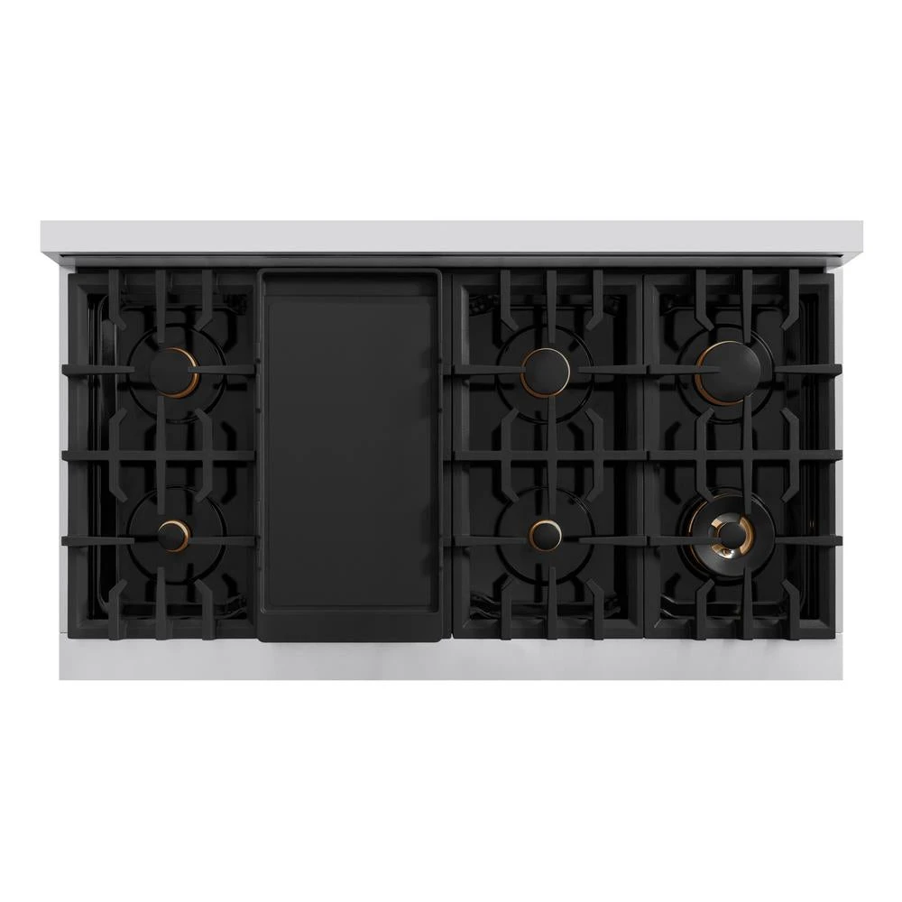 ZLINE Autograph Edition 48 In. 6.7 Cu. Ft. Classic Double Oven Gas Range With 8 Burner Cooktop In Stainless Steel With Black Matte Doors And Polished Gold Accents (CGRZ-BLM-48-G)(Zline Autograph Edition 48 Classic Gas Range Stainless Steel Black Matte Polished Gold Cgrz Blm 48 G) 6 ZLINE Autograph Edition 48 In. 6.7 Cu. Ft. Classic Double Oven Gas Range With 8 Burner Cooktop In Stainless Steel With Black Matte Doors And Polished Gold Accents (CGRZ-BLM-48-G)(Zline Autograph Edition 48 Classic Gas Range Stainless Steel Black Matte Polished Gold Cgrz Blm 48 G) - Image 6