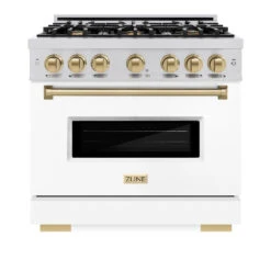 ZLINE Autograph Edition 36 In. 5.2 Cu. Ft. Classic Dual Fuel Range With 6 Burner Gas Cooktop And Electric Convection Oven In Stainless Steel With White Matte Door And Champagne Bronze Accents (CDRZ-WM-36-CB)(Zline Autograph Edition 36 Classic Dual Fuel Range Stainless Steel White Matte Champagne Bronze Cdrz Wm 36 Cb) 14 ZLINE Autograph Edition 36 In. 5.2 Cu. Ft. Classic Dual Fuel Range With 6 Burner Gas Cooktop And Electric Convection Oven In Stainless Steel With White Matte Door And Champagne Bronze Accents (CDRZ-WM-36-CB)(Zline Autograph Edition 36 Classic Dual Fuel Range Stainless Steel White Matte Champagne Bronze Cdrz Wm 36 Cb) -Induction Cooktop Store zline autograph edition classic stainless steel dual fuel white matte range CDRZ WM 36 CB front