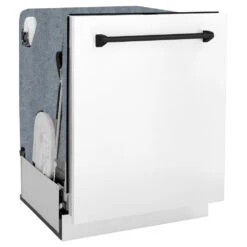 ZLINE Autograph Edition 36 In. Kitchen Package With Stainless Steel Dual Fuel Range With White Matte Door, Range Hood And Dishwasher With Matte Black Accents (3AKP-RAWMRHDWM36-MB)(Zline Autograph Edition 36 Kitchen Package Stainless Steel White Matte Matte Black 3akp Rawmrhdwm36 Mb) 37 ZLINE Autograph Edition 36 In. Kitchen Package With Stainless Steel Dual Fuel Range With White Matte Door, Range Hood And Dishwasher With Matte Black Accents (3AKP-RAWMRHDWM36-MB)(Zline Autograph Edition 36 Kitchen Package Stainless Steel White Matte Matte Black 3akp Rawmrhdwm36 Mb) -Induction Cooktop Store zline autograph edition dishwasher DWMTZ WM 24 MB side