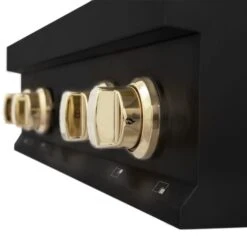 ZLINE Autograph Edition 30 In. Legacy Gas Rangetop With 4 Burners And Porcelain Cooktop In Black Stainless Steel With Polished Gold Accents (RTBZ-30-G)(Zline Autograph Edition 30 Legacy Gas Rangetop Black Stainless Steel Gold Rtbz 30 G) -Induction Cooktop Store zline autograph edition professional black stainless steel gas rangetop RTBZ 30 G knob detail