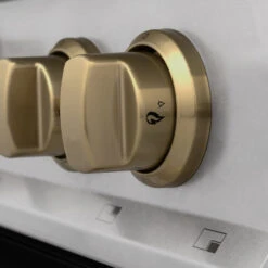 ZLINE Autograph Edition 36 In. 4.6 Cu. Ft. Legacy Dual Fuel Range With 6 Burner Gas Cooktop And Electric Convection Oven In Satin Stainless Steel With Black Matte Door And Champagne Bronze Accents (RASZ-BLM-36-CB)(Zline Autograph Edition 36 Legacy Dual Fuel Range Satin Stainless Steel Black Matte Champagne Bronze Rasz Blm 36 Cb) -Induction Cooktop Store zline autograph edition professional satin stainless steel black matte dual fuel range RASZ BLM36 CB knob details