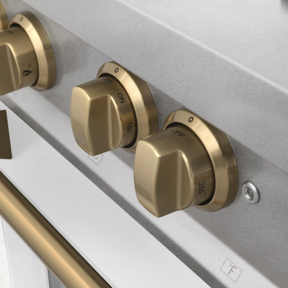 ZLINE Autograph Edition 36 In. 4.6 Cu. Ft. Legacy Dual Fuel Range With 6 Burner Gas Cooktop And Electric Convection Oven In Satin Stainless Steel With White Matte Door And Champagne Bronze Accents (RASZ-WM-36-CB)(Zline Autograph Edition 36 Legacy Dual Fuel Range Satin Stainless Steel White Matte Rasz Wm 36 Cb) 7 ZLINE Autograph Edition 36 In. 4.6 Cu. Ft. Legacy Dual Fuel Range With 6 Burner Gas Cooktop And Electric Convection Oven In Satin Stainless Steel With White Matte Door And Champagne Bronze Accents (RASZ-WM-36-CB)(Zline Autograph Edition 36 Legacy Dual Fuel Range Satin Stainless Steel White Matte Rasz Wm 36 Cb) - Image 7