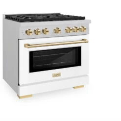 ZLINE Autograph Edition 36 In. 5.2 Cu. Ft. Paramount Dual Fuel Range With 6 Burner Gas Cooktop And Electric Convection Oven In Satin Stainless Steel With White Matte Door And Polished Gold Accents (SDRSZ-WM-36-G)(Zline Autograph Edition 36 Paramount Dual Fuel Range Satin Stainless Steel White Matte Polished Gold Sdrsz Wm 36 G) 17 ZLINE Autograph Edition 36 In. 5.2 Cu. Ft. Paramount Dual Fuel Range With 6 Burner Gas Cooktop And Electric Convection Oven In Satin Stainless Steel With White Matte Door And Polished Gold Accents (SDRSZ-WM-36-G)(Zline Autograph Edition 36 Paramount Dual Fuel Range Satin Stainless Steel White Matte Polished Gold Sdrsz Wm 36 G) -Induction Cooktop Store zline autograph edition professional satin stainless steel white matte gas range SDRSZ WM 36 G main
