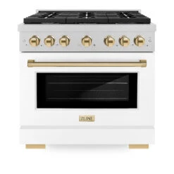 ZLINE Autograph Edition 36 In. 5.2 Cu. Ft. Paramount Gas Range With 6 Burner Cooktop And Convection Gas Oven In Satin Stainless Steel With White Matte Door And Polished Gold Accents (SGRSZ-WM-36-G)(Zline Autograph Edition 36 Paramount Gas Range Satin Stainless Steel White Matte Polished Gold Sgrsz Wm 36 G) 15 ZLINE Autograph Edition 36 In. 5.2 Cu. Ft. Paramount Gas Range With 6 Burner Cooktop And Convection Gas Oven In Satin Stainless Steel With White Matte Door And Polished Gold Accents (SGRSZ-WM-36-G)(Zline Autograph Edition 36 Paramount Gas Range Satin Stainless Steel White Matte Polished Gold Sgrsz Wm 36 G) -Induction Cooktop Store zline autograph edition professional satin stainless steel white matte gas range SGRSZ WM 36 G front