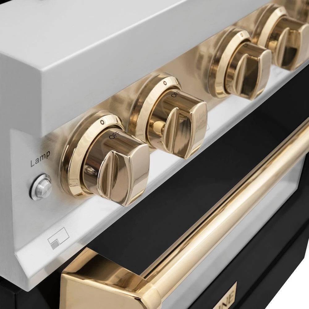 ZLINE Autograph Edition 36 In. 4.6 Cu. Ft. Legacy Dual Fuel Range With 6 Burner Gas Cooktop And Electric Convection Oven In Stainless Steel With Black Matte Door And Polished Gold Accents (RAZ-BLM-36-G)(Zline Autograph Edition 36 Legacy Dual Fuel Range Stainless Steel Black Matte Polished Gold Raz Blm 36 G) 13 ZLINE Autograph Edition 36 In. 4.6 Cu. Ft. Legacy Dual Fuel Range With 6 Burner Gas Cooktop And Electric Convection Oven In Stainless Steel With Black Matte Door And Polished Gold Accents (RAZ-BLM-36-G)(Zline Autograph Edition 36 Legacy Dual Fuel Range Stainless Steel Black Matte Polished Gold Raz Blm 36 G) - Image 13