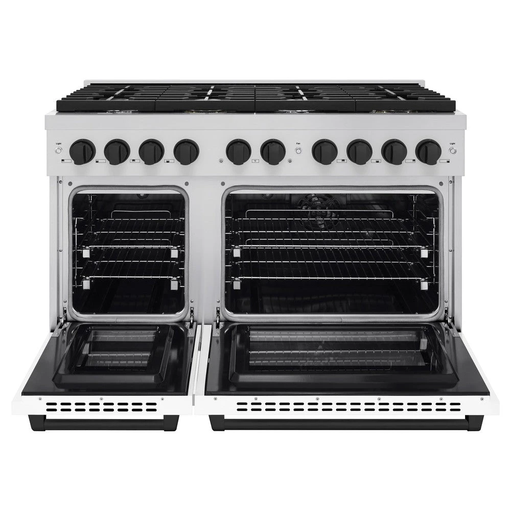 ZLINE Autograph Edition 48 In. 6.7 Cu. Ft. Paramount Double Oven Dual Fuel Range With 8 Burner Gas Cooktop In Stainless Steel With White Matte Doors And Matte Black Accents (SDRZ-WM-48-MB)(Zline Autograph Edition 48 Paramount Dual Fuel Range Stainless Steel White Matte Matte Black Sdrz Wm 48 Mb) 3 ZLINE Autograph Edition 48 In. 6.7 Cu. Ft. Paramount Double Oven Dual Fuel Range With 8 Burner Gas Cooktop In Stainless Steel With White Matte Doors And Matte Black Accents (SDRZ-WM-48-MB)(Zline Autograph Edition 48 Paramount Dual Fuel Range Stainless Steel White Matte Matte Black Sdrz Wm 48 Mb) - Image 3