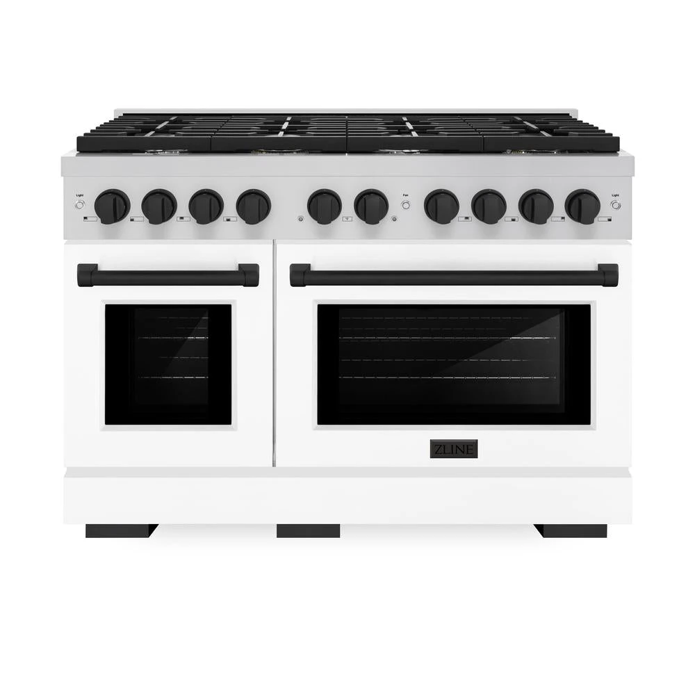 ZLINE Autograph Edition 48 In. 6.7 Cu. Ft. Paramount Double Oven Dual Fuel Range With 8 Burner Gas Cooktop In Stainless Steel With White Matte Doors And Matte Black Accents (SDRZ-WM-48-MB)(Zline Autograph Edition 48 Paramount Dual Fuel Range Stainless Steel White Matte Matte Black Sdrz Wm 48 Mb) 2 ZLINE Autograph Edition 48 In. 6.7 Cu. Ft. Paramount Double Oven Dual Fuel Range With 8 Burner Gas Cooktop In Stainless Steel With White Matte Doors And Matte Black Accents (SDRZ-WM-48-MB)(Zline Autograph Edition 48 Paramount Dual Fuel Range Stainless Steel White Matte Matte Black Sdrz Wm 48 Mb) - Image 2