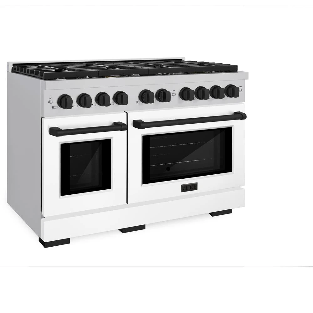 ZLINE Autograph Edition 48 In. 6.7 Cu. Ft. Paramount Double Oven Dual Fuel Range With 8 Burner Gas Cooktop In Stainless Steel With White Matte Doors And Matte Black Accents (SDRZ-WM-48-MB)(Zline Autograph Edition 48 Paramount Dual Fuel Range Stainless Steel White Matte Matte Black Sdrz Wm 48 Mb) 4 ZLINE Autograph Edition 48 In. 6.7 Cu. Ft. Paramount Double Oven Dual Fuel Range With 8 Burner Gas Cooktop In Stainless Steel With White Matte Doors And Matte Black Accents (SDRZ-WM-48-MB)(Zline Autograph Edition 48 Paramount Dual Fuel Range Stainless Steel White Matte Matte Black Sdrz Wm 48 Mb) - Image 4
