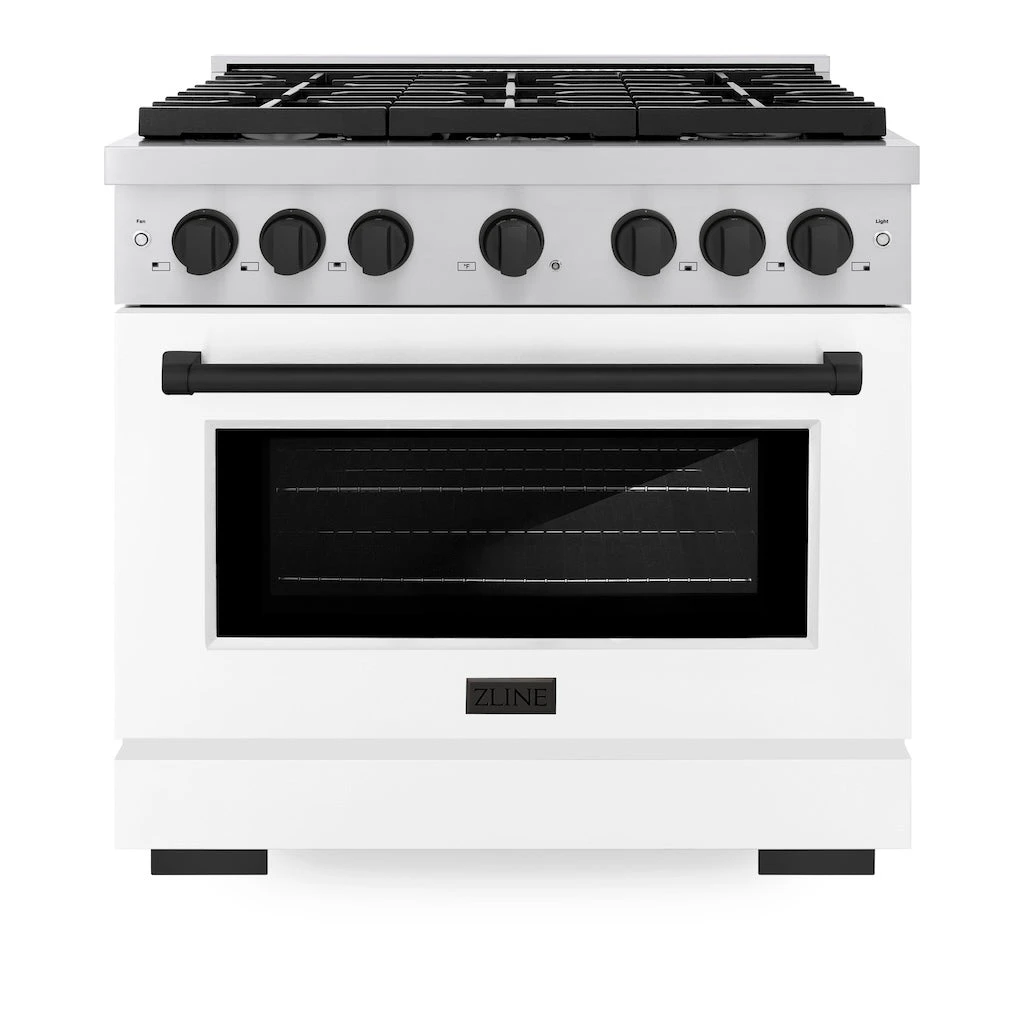ZLINE Autograph Edition 36 In. 5.2 Cu. Ft. Paramount Gas Range With 6 Burner Cooktop And Convection Gas Oven In Stainless Steel With White Matte Door And Matte Black Accents (SGRZ-WM-36-MB)(Zline Autograph Edition 36 Paramount Gas Range Stainless Steel White Matte Matte Black Sgrz Wm 36 Mb) 2 ZLINE Autograph Edition 36 In. 5.2 Cu. Ft. Paramount Gas Range With 6 Burner Cooktop And Convection Gas Oven In Stainless Steel With White Matte Door And Matte Black Accents (SGRZ-WM-36-MB)(Zline Autograph Edition 36 Paramount Gas Range Stainless Steel White Matte Matte Black Sgrz Wm 36 Mb) - Image 2