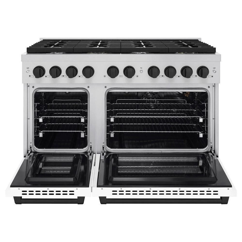 ZLINE Autograph Edition 48 In. 6.7 Cu. Ft. Paramount Double Oven Gas Range With 8 Burner Cooktop In Stainless Steel With White Matte Doors And Matte Black Accents (SGRZ-WM-48-MB)(Zline Autograph Edition 48 Paramount Gas Range Stainless Steel White Matte Matte Black Sgrz Wm 48 Mb) 3 ZLINE Autograph Edition 48 In. 6.7 Cu. Ft. Paramount Double Oven Gas Range With 8 Burner Cooktop In Stainless Steel With White Matte Doors And Matte Black Accents (SGRZ-WM-48-MB)(Zline Autograph Edition 48 Paramount Gas Range Stainless Steel White Matte Matte Black Sgrz Wm 48 Mb) - Image 3
