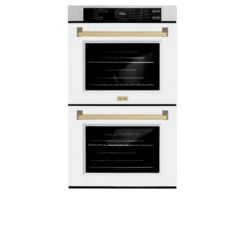 ZLINE Autograph Edition 30 In. Professional True Convection Double Wall Oven With Air Fry And Self Clean In Satin Stainless Steel With White Matte Doors And Champagne Bronze Handles (WADSZ-WM-30-CB)(Zline Autograph Edition 30 Double Wall Oven Satin Stainless Steel White Matte Champagne Bronze Wadsz Wm 30 Cb) 22 ZLINE Autograph Edition 30 In. Professional True Convection Double Wall Oven With Air Fry And Self Clean In Satin Stainless Steel With White Matte Doors And Champagne Bronze Handles (WADSZ-WM-30-CB)(Zline Autograph Edition 30 Double Wall Oven Satin Stainless Steel White Matte Champagne Bronze Wadsz Wm 30 Cb) -Induction Cooktop Store zline autograph edition satin stainless steel white door wall oven WADSZ WM 30 CB front