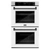 ZLINE Autograph Edition 30 In. Professional True Convection Double Wall Oven With Air Fry And Self Clean In Satin Stainless Steel With White Matte Doors And Matte Black Handles (WADSZ-WM-30-MB)(Zline Autograph Edition 30 Double Wall Oven Satin Stainless Steel White Matte Matte Black Wadsz Wm 30 Mb)