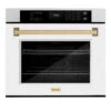 ZLINE Autograph Edition 30 In. Professional True Convection Single Wall Oven With Air Fry And Self Clean In Satin Stainless Steel With White Matte Door And Champagne Bronze Handle (WASSZ-WM-30-CB)(Zline Autograph Edition 30 Wall Oven Satin Stainless Steel White Matte Champagne Bronze Wassz Wm 30 Cb)