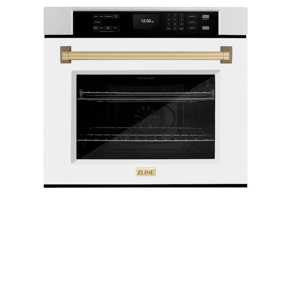 ZLINE Autograph Edition 30 In. Professional True Convection Single Wall Oven With Air Fry And Self Clean In Satin Stainless Steel With White Matte Door And Champagne Bronze Handle (WASSZ-WM-30-CB)(Zline Autograph Edition 30 Wall Oven Satin Stainless Steel White Matte Champagne Bronze Wassz Wm 30 Cb) 4 ZLINE Autograph Edition 30 In. Professional True Convection Single Wall Oven With Air Fry And Self Clean In Satin Stainless Steel With White Matte Door And Champagne Bronze Handle (WASSZ-WM-30-CB)(Zline Autograph Edition 30 Wall Oven Satin Stainless Steel White Matte Champagne Bronze Wassz Wm 30 Cb) - Image 4