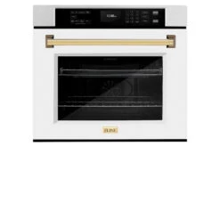ZLINE Autograph Edition 30 In. Professional True Convection Single Wall Oven With Air Fry And Self Clean In Satin Stainless Steel With White Matte Door And Polished Gold Handle (WASSZ-WM-30-G)(Zline Autograph Edition 30 Wall Oven Satin Stainless Steel White Matte Polished Gold Wassz Wm 30 G) 23 ZLINE Autograph Edition 30 In. Professional True Convection Single Wall Oven With Air Fry And Self Clean In Satin Stainless Steel With White Matte Door And Polished Gold Handle (WASSZ-WM-30-G)(Zline Autograph Edition 30 Wall Oven Satin Stainless Steel White Matte Polished Gold Wassz Wm 30 G) -Induction Cooktop Store zline autograph edition satin stainless steel white matte wall oven WASSZ WM 30 G main