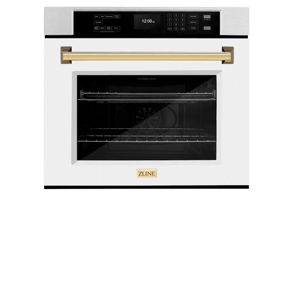 ZLINE Autograph Edition 30 In. Professional True Convection Single Wall Oven With Air Fry And Self Clean In Satin Stainless Steel With White Matte Door And Polished Gold Handle (WASSZ-WM-30-G)(Zline Autograph Edition 30 Wall Oven Satin Stainless Steel White Matte Polished Gold Wassz Wm 30 G) 4 ZLINE Autograph Edition 30 In. Professional True Convection Single Wall Oven With Air Fry And Self Clean In Satin Stainless Steel With White Matte Door And Polished Gold Handle (WASSZ-WM-30-G)(Zline Autograph Edition 30 Wall Oven Satin Stainless Steel White Matte Polished Gold Wassz Wm 30 G) - Image 4