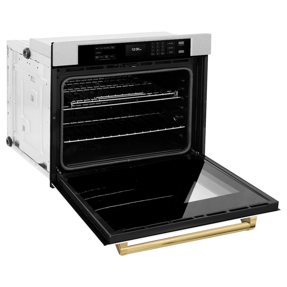 ZLINE Autograph Edition 30 In. Professional True Convection Single Wall Oven With Air Fry And Self Clean In Satin Stainless Steel With White Matte Door And Polished Gold Handle (WASSZ-WM-30-G)(Zline Autograph Edition 30 Wall Oven Satin Stainless Steel White Matte Polished Gold Wassz Wm 30 G) 6 ZLINE Autograph Edition 30 In. Professional True Convection Single Wall Oven With Air Fry And Self Clean In Satin Stainless Steel With White Matte Door And Polished Gold Handle (WASSZ-WM-30-G)(Zline Autograph Edition 30 Wall Oven Satin Stainless Steel White Matte Polished Gold Wassz Wm 30 G) - Image 6