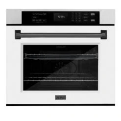 ZLINE Autograph Edition 30 In. Professional True Convection Single Wall Oven With Air Fry And Self Clean In Satin Stainless Steel With White Matte Door And Matte Black Handle (WASSZ-WM-30-MB)(Zline Autograph Edition 30 Wall Oven Satin Stainless Steel White Matte Matte Black Wassz Wm 30 Mb)