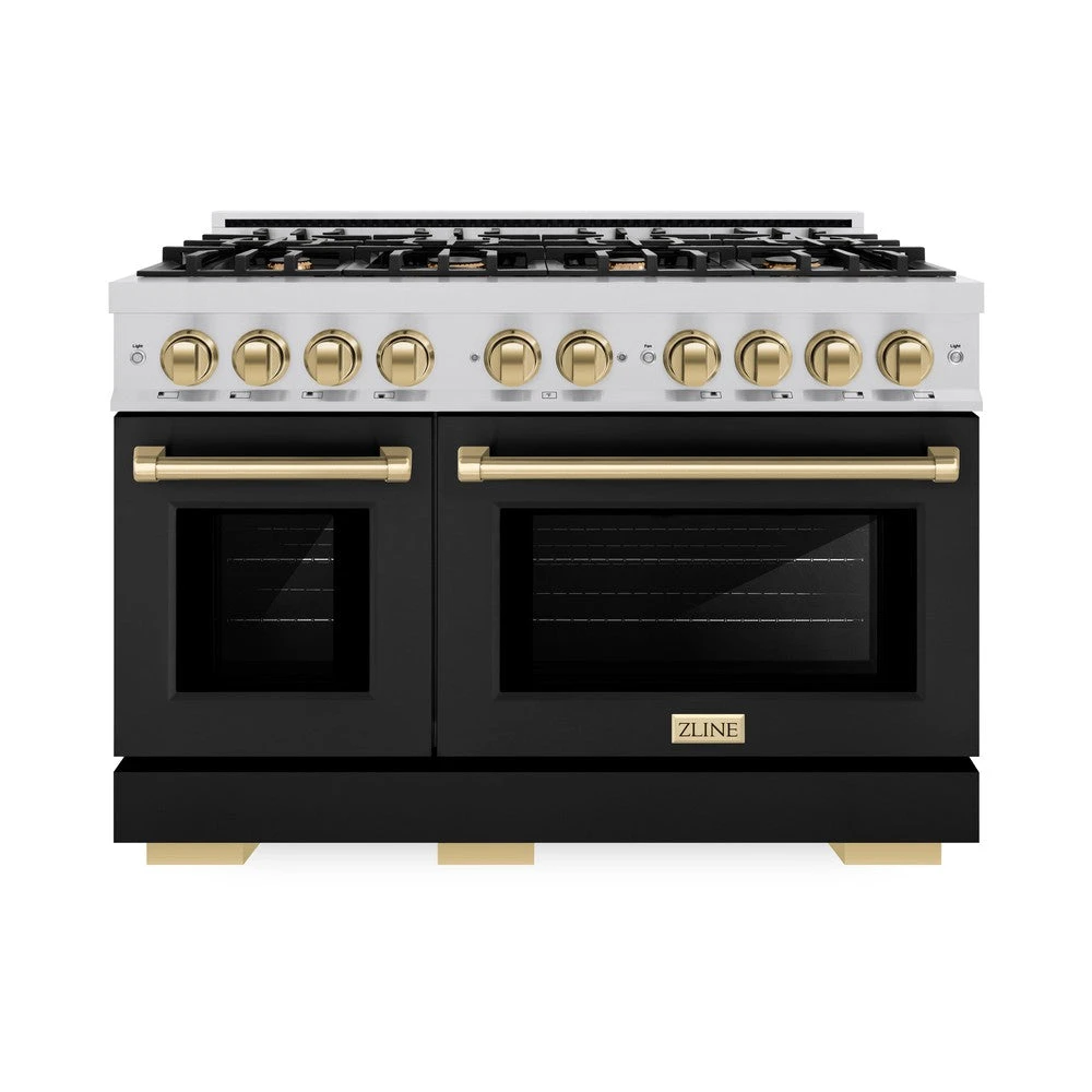ZLINE Autograph Edition 48 In. 6.7 Cu. Ft. Select Double Oven Dual Fuel Range With 8 Burner Gas Cooktop In Stainless Steel With Black Matte Doors And Champagne Bronze Accents (HDRZ-BLM-48-CB)(Zline Autograph Edition 48 Select Dual Fuel Range Stainless Steel Black Matte Champagne Bronze Hdrz Blm 48 Cb) 4 ZLINE Autograph Edition 48 In. 6.7 Cu. Ft. Select Double Oven Dual Fuel Range With 8 Burner Gas Cooktop In Stainless Steel With Black Matte Doors And Champagne Bronze Accents (HDRZ-BLM-48-CB)(Zline Autograph Edition 48 Select Dual Fuel Range Stainless Steel Black Matte Champagne Bronze Hdrz Blm 48 Cb) - Image 4