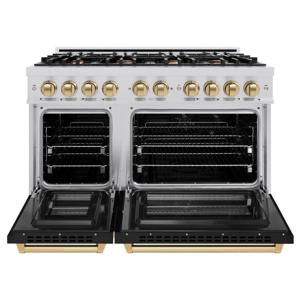ZLINE Autograph Edition 48 In. 6.7 Cu. Ft. Select Double Oven Dual Fuel Range With 8 Burner Gas Cooktop In Stainless Steel With Black Matte Doors And Champagne Bronze Accents (HDRZ-BLM-48-CB)(Zline Autograph Edition 48 Select Dual Fuel Range Stainless Steel Black Matte Champagne Bronze Hdrz Blm 48 Cb) 5 ZLINE Autograph Edition 48 In. 6.7 Cu. Ft. Select Double Oven Dual Fuel Range With 8 Burner Gas Cooktop In Stainless Steel With Black Matte Doors And Champagne Bronze Accents (HDRZ-BLM-48-CB)(Zline Autograph Edition 48 Select Dual Fuel Range Stainless Steel Black Matte Champagne Bronze Hdrz Blm 48 Cb) - Image 5