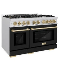 ZLINE Autograph Edition 48 In. 6.7 Cu. Ft. Select Double Oven Gas Range With 8 Burner Cooktop In Stainless Steel With Black Matte Doors And Champagne Bronze Accents (HGRZ-BLM-48-CB)(Zline Autograph Edition 48 Select Gas Range Stainless Steel Black Matte Champagne Bronze Hgrz Blm 48 Cb) 14 ZLINE Autograph Edition 48 In. 6.7 Cu. Ft. Select Double Oven Gas Range With 8 Burner Cooktop In Stainless Steel With Black Matte Doors And Champagne Bronze Accents (HGRZ-BLM-48-CB)(Zline Autograph Edition 48 Select Gas Range Stainless Steel Black Matte Champagne Bronze Hgrz Blm 48 Cb) -Induction Cooktop Store zline autograph edition select stainless steel black matte gas range HGRZ BLM 48 CB main